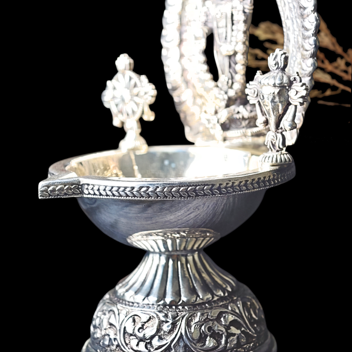 Antique Silver Deepam – Lord Venkateswara Design