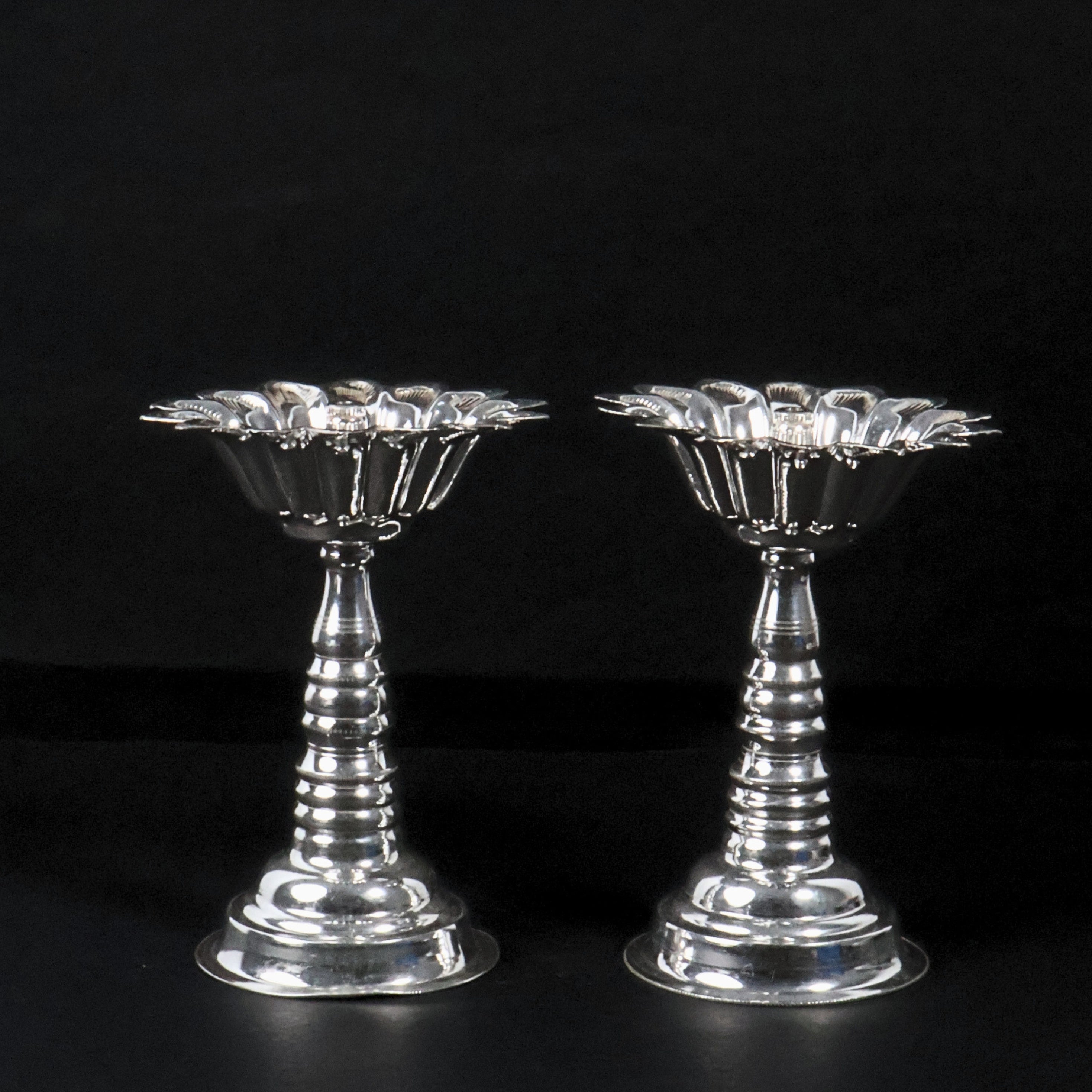 Silver Flower Diya Stand