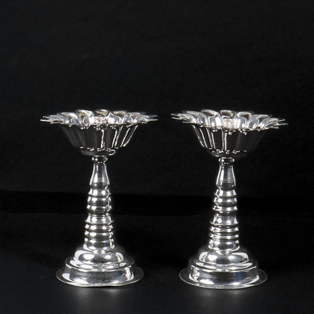 Silver Flower Diya Stand