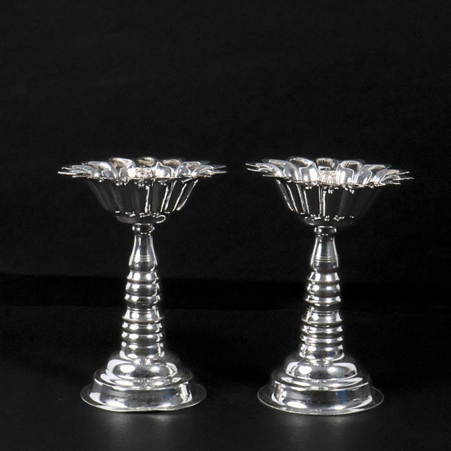 Silver Flower Diya Stand