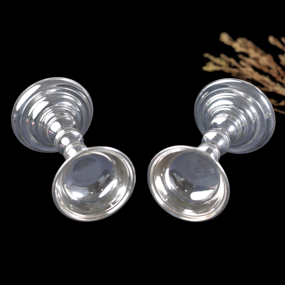 Silver Traditional Deepam Set – Classic Silver Oil Lamps for Pooja