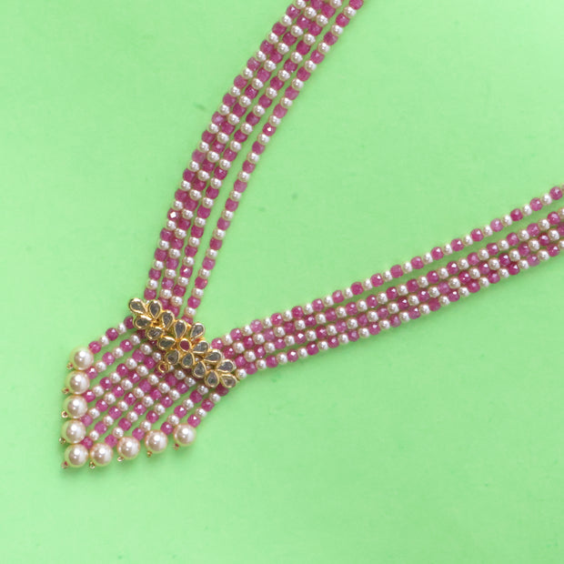 Elegant Pink Pearl Multi-Strand Necklace