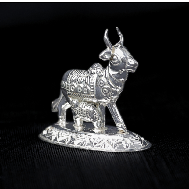 Silver Kamadhenu Cow with Calf Idol – Symbol of Prosperity & Divine Blessings