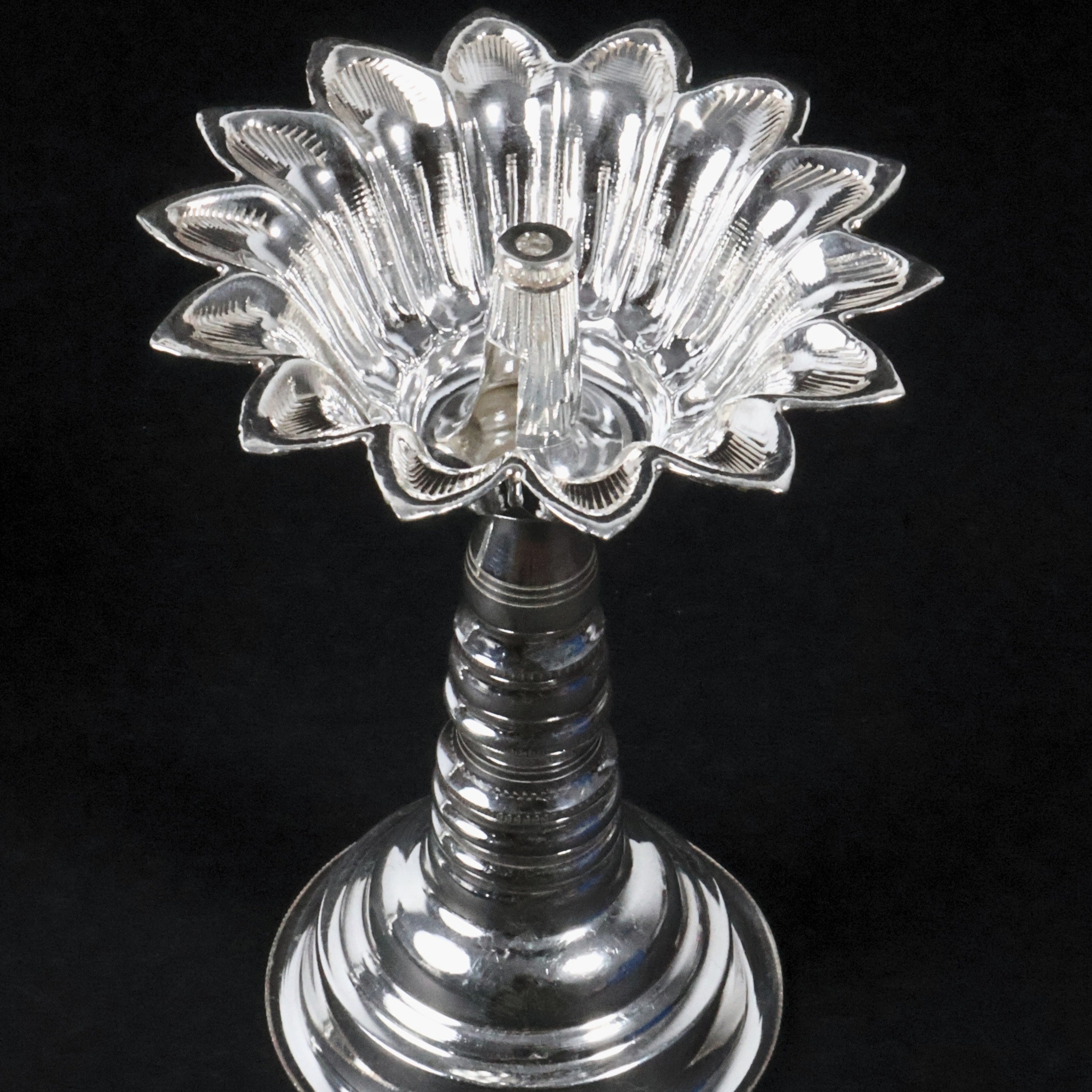 Silver Flower Diya Stand