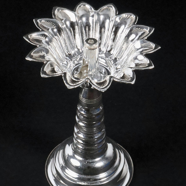 Silver Flower Diya Stand