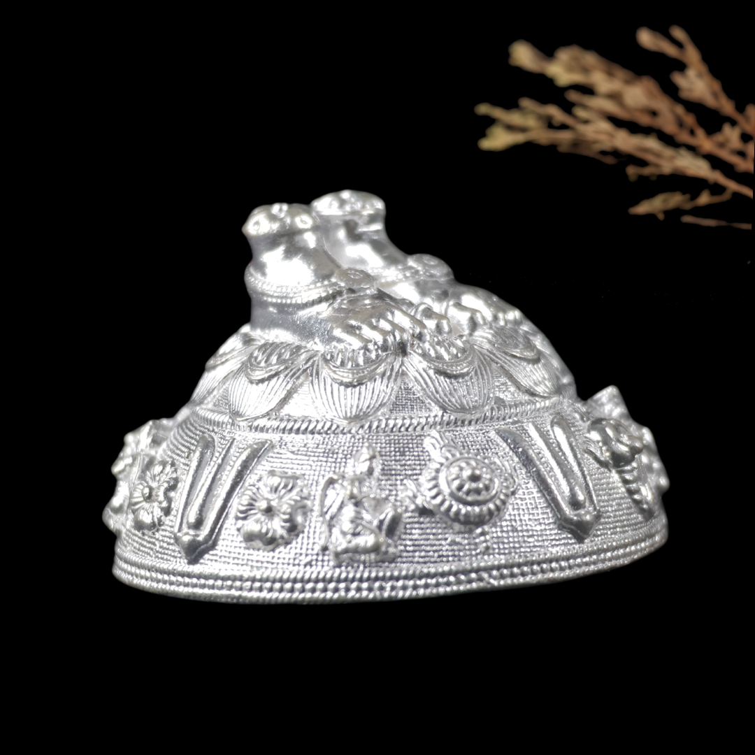 Silver Paduka – Intricate Floral Design