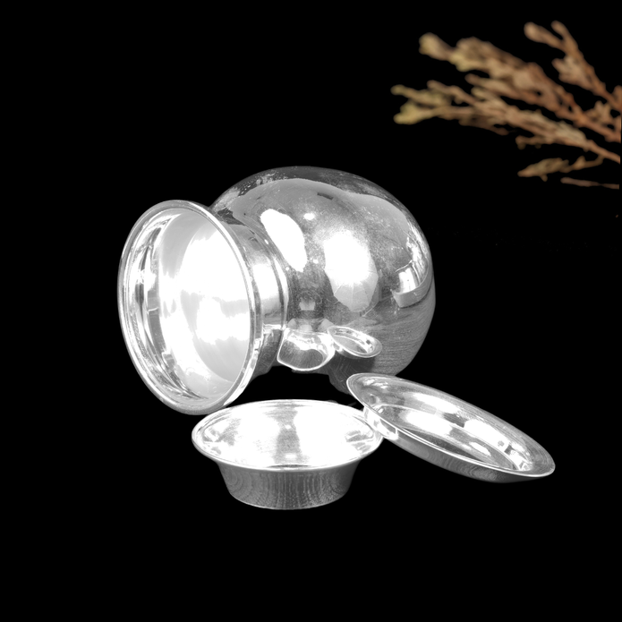 Silver Chambu with Cap & Holder – Traditional Silver Pooja Set
