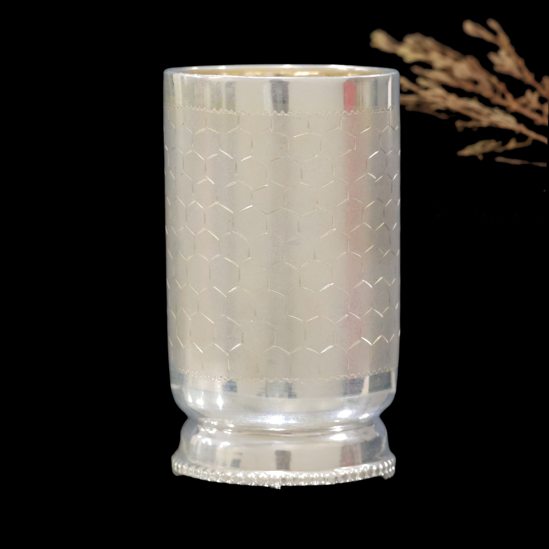 Silver Jali Glass – Honeycomb Pattern
