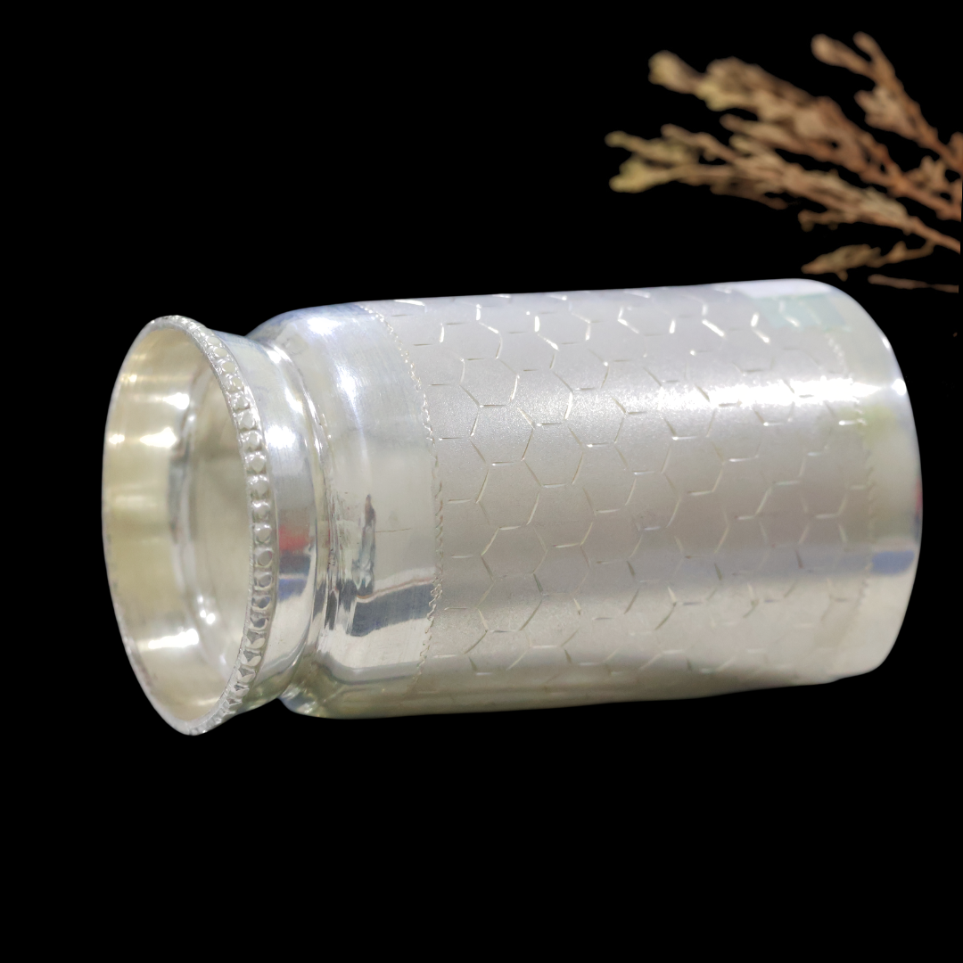 Silver Jali Glass – Honeycomb Pattern