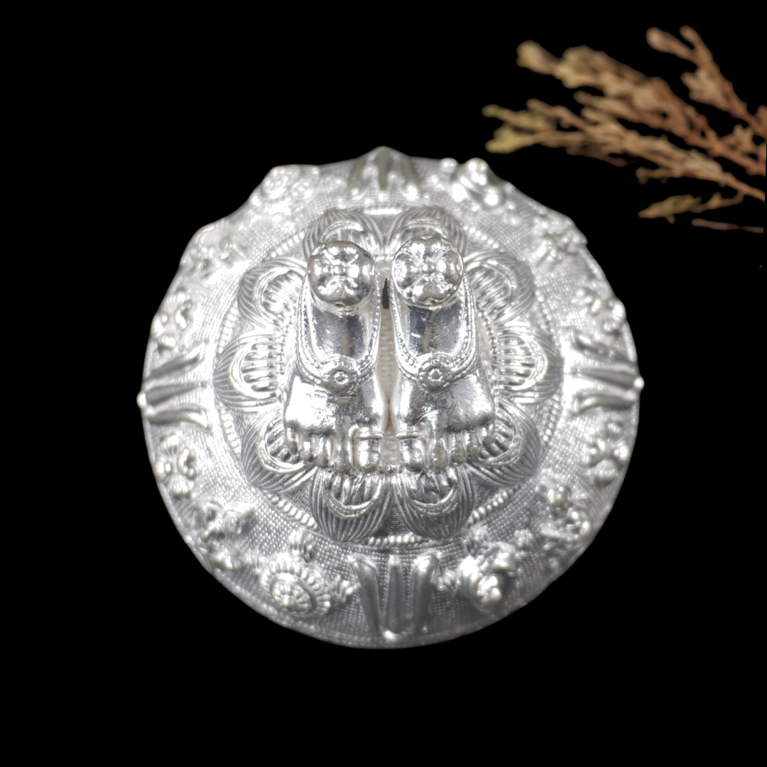 Silver Paduka – Intricate Floral Design