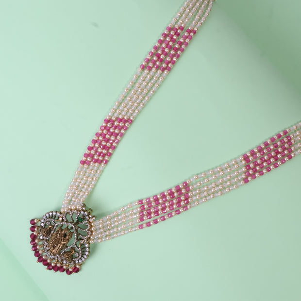 Traditional Pearl Multi-Strand Lakshmi Necklace