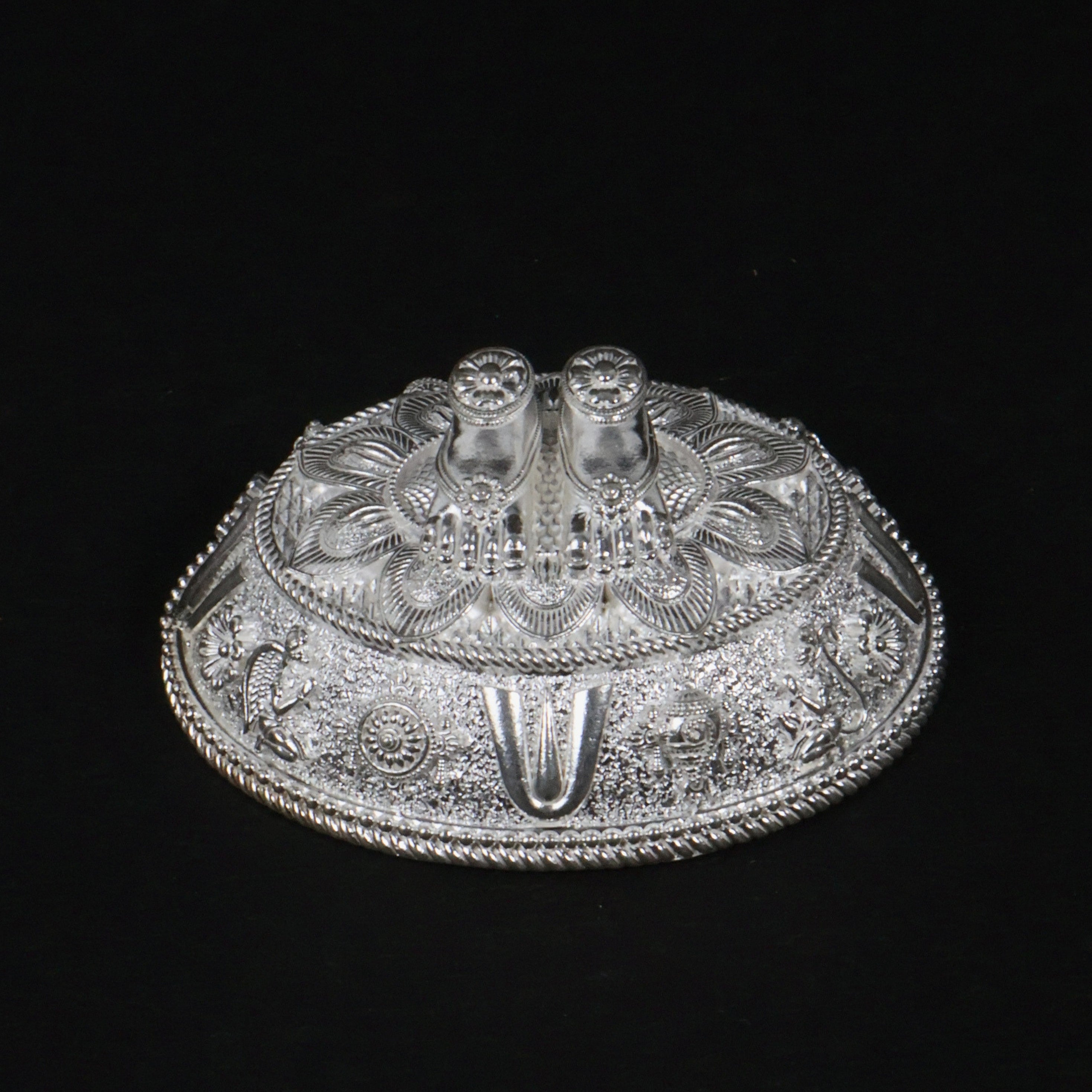 Traditional Silver Paduka on Decorative Base