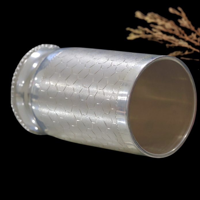 Silver Jali Glass – Honeycomb Pattern