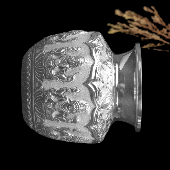 Silver Lakshmi Nakshi Chambu – Traditional Silver Kalash for Pooja
