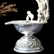Antique Silver Deepam – Goddess Lakshmi & Elephant Design