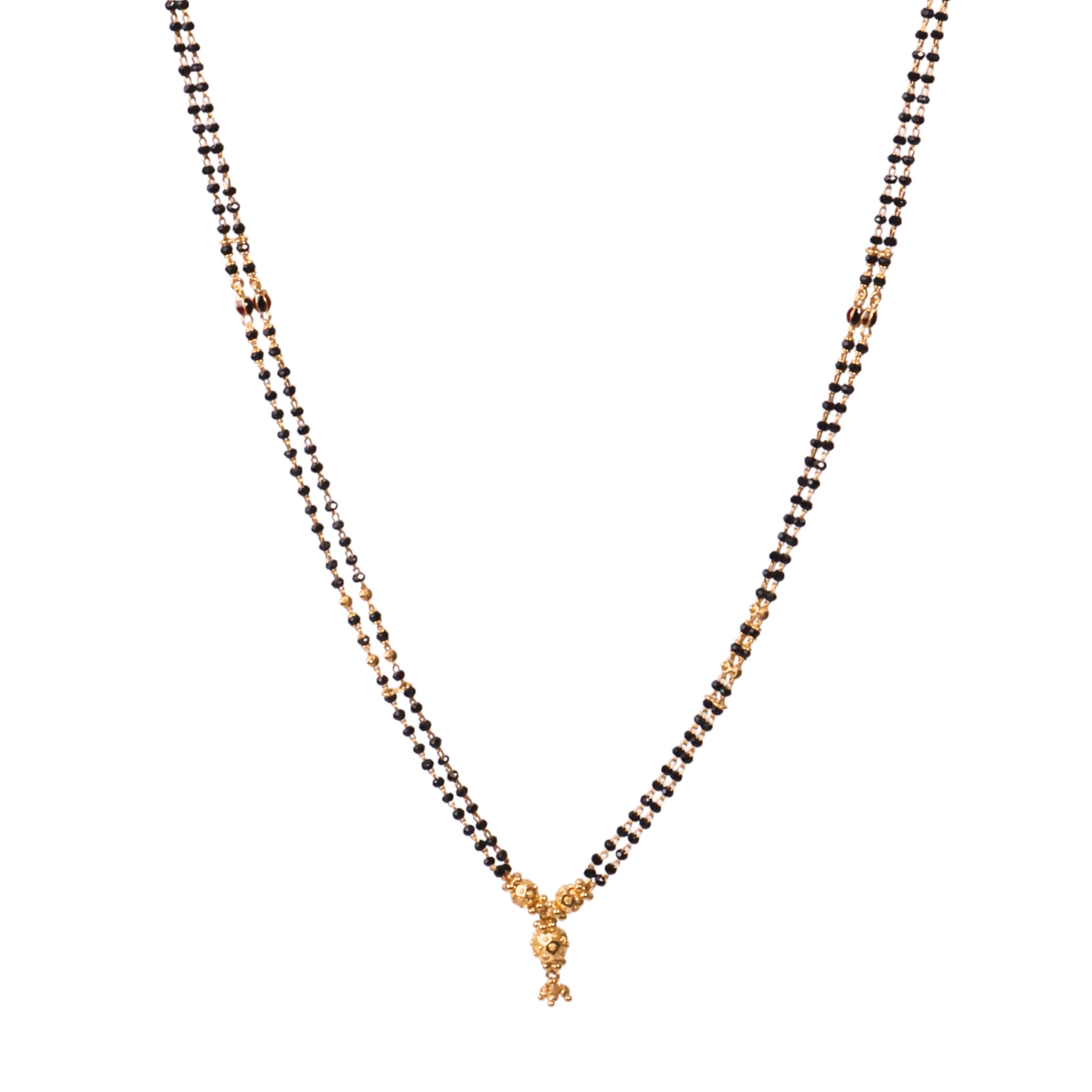 SHORT FANCY BLACK BEADS