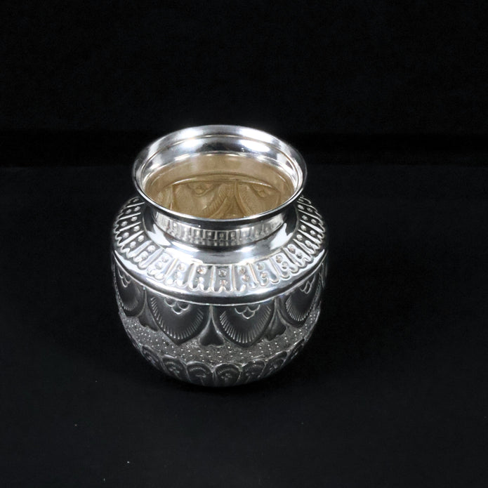 Traditional Engraved Silver Kalash Pot