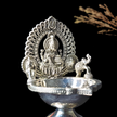Antique Silver Deepam – Goddess Lakshmi with Elephant Design