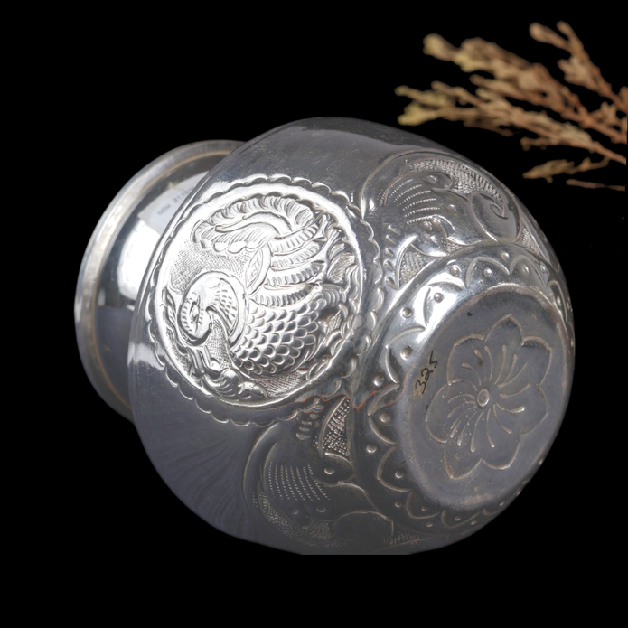 Silver Peacock Chambu – Traditional Silver Kalash for Pooja