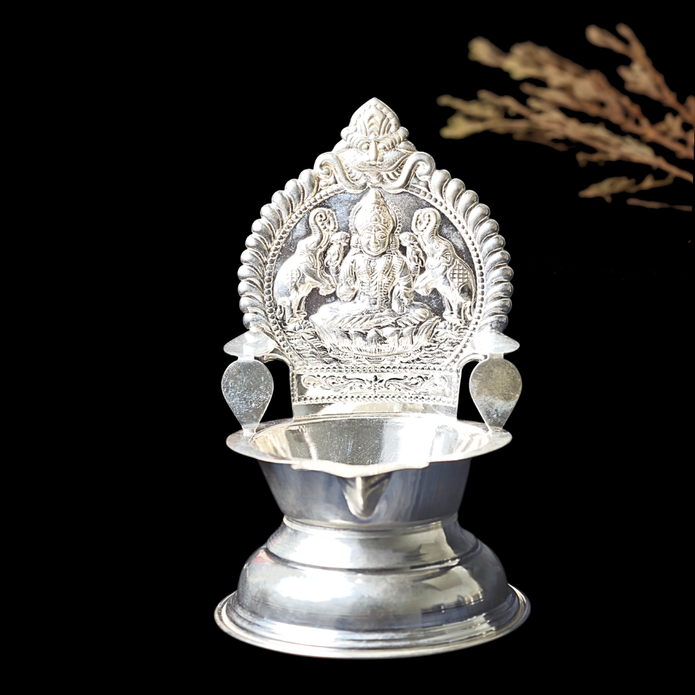 Silver Deepam – Goddess Lakshmi Design