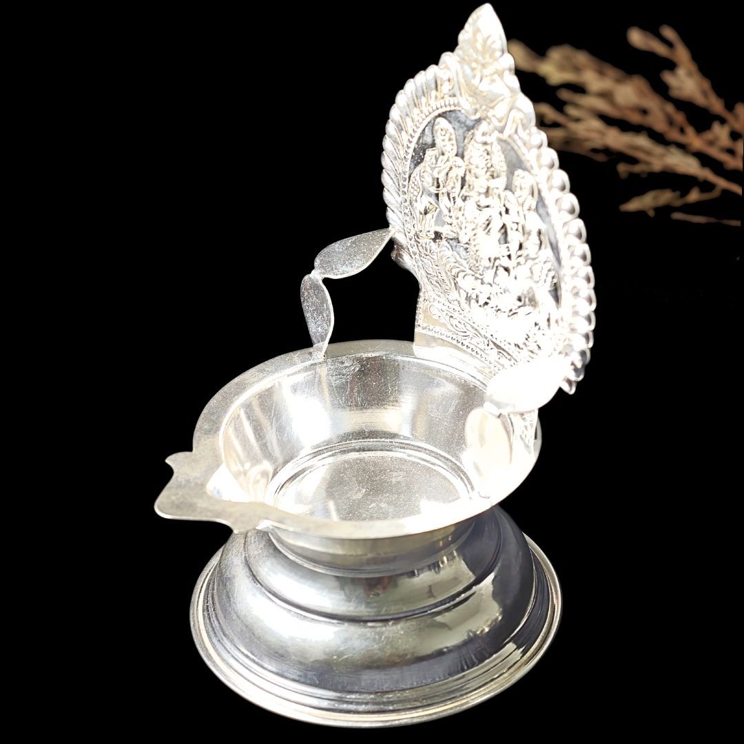 Silver Deepam – Goddess Lakshmi Design