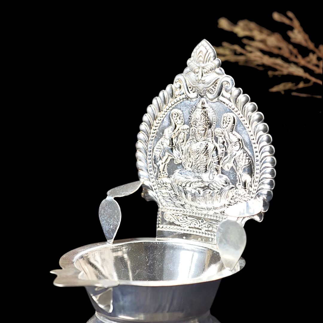 Silver Deepam – Goddess Lakshmi Design