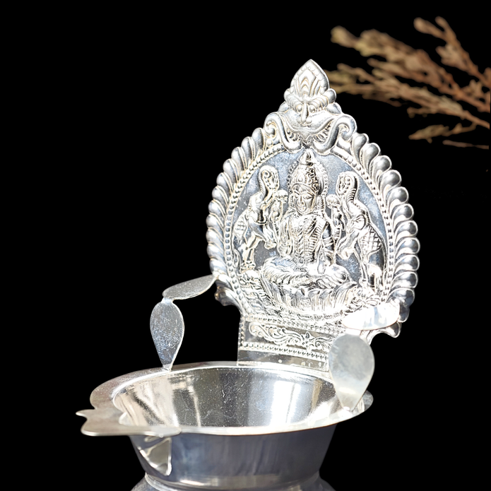 Silver Deepam – Goddess Lakshmi Design