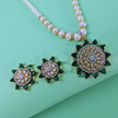 White & Emerald Green Pearls Necklace Set