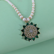 White & Emerald Green Pearls Necklace Set