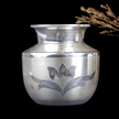 Silver Floral Chambu – Traditional Silver Kalash for Pooja