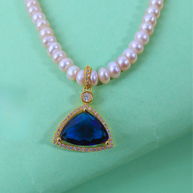 BLUE STONE PEARLS SET