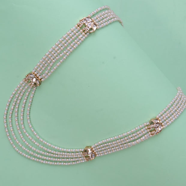 Elegant Five-Strand Pearl Choker Necklace