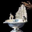 Antique Silver Deepam – Ornate Vishnu  Design