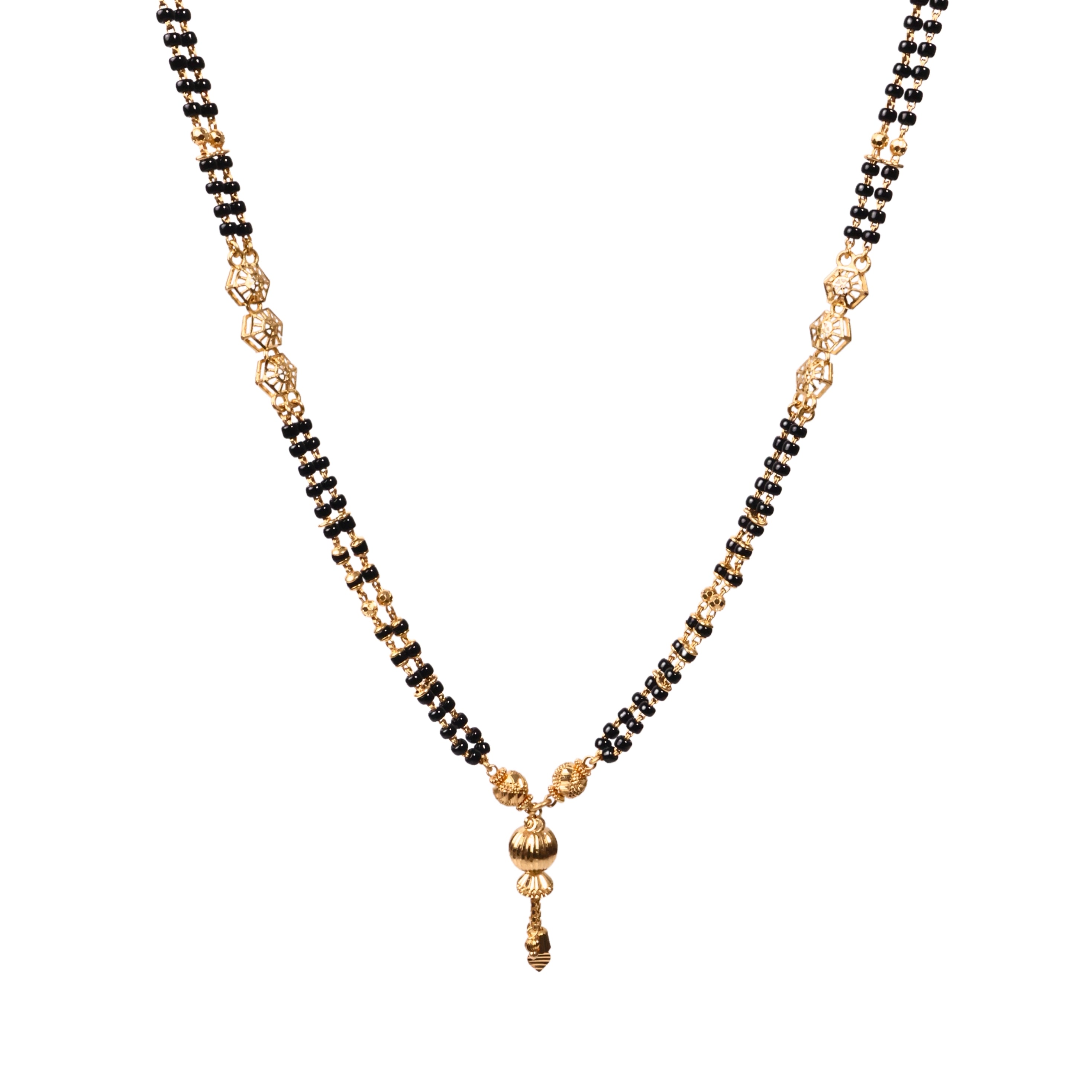 SHORT FANCY BLACK BEADS