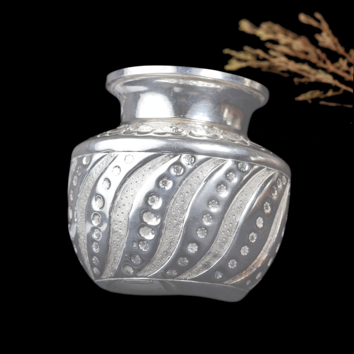 Silver Designer Chambu – Traditional Silver Kalash for Pooja