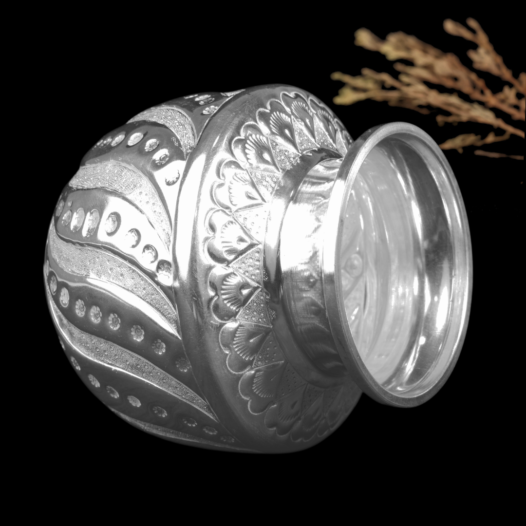 Silver Designer Chambu – Traditional Silver Kalash for Pooja