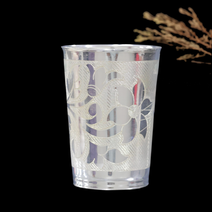 Silver Phool Nakshi Glass – Floral Engraved Design