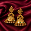 916 Hallmarked Gold Antique Lakshmi Jhumka Earrings