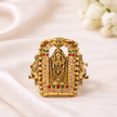 Balaji Temple Gold Gents Ring with Lord Venkateswara design and gemstone detailing
