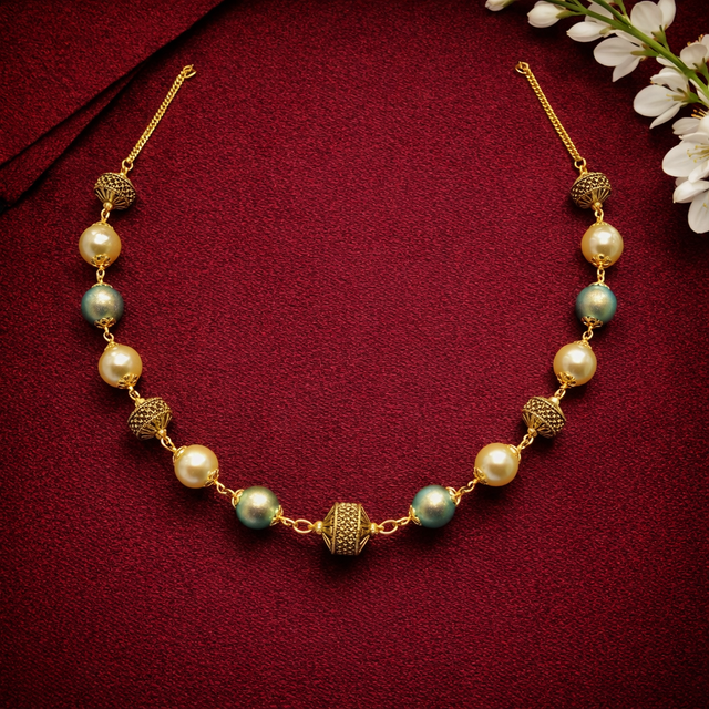 916 Hallmarked Gold Fancy Pearl Necklace