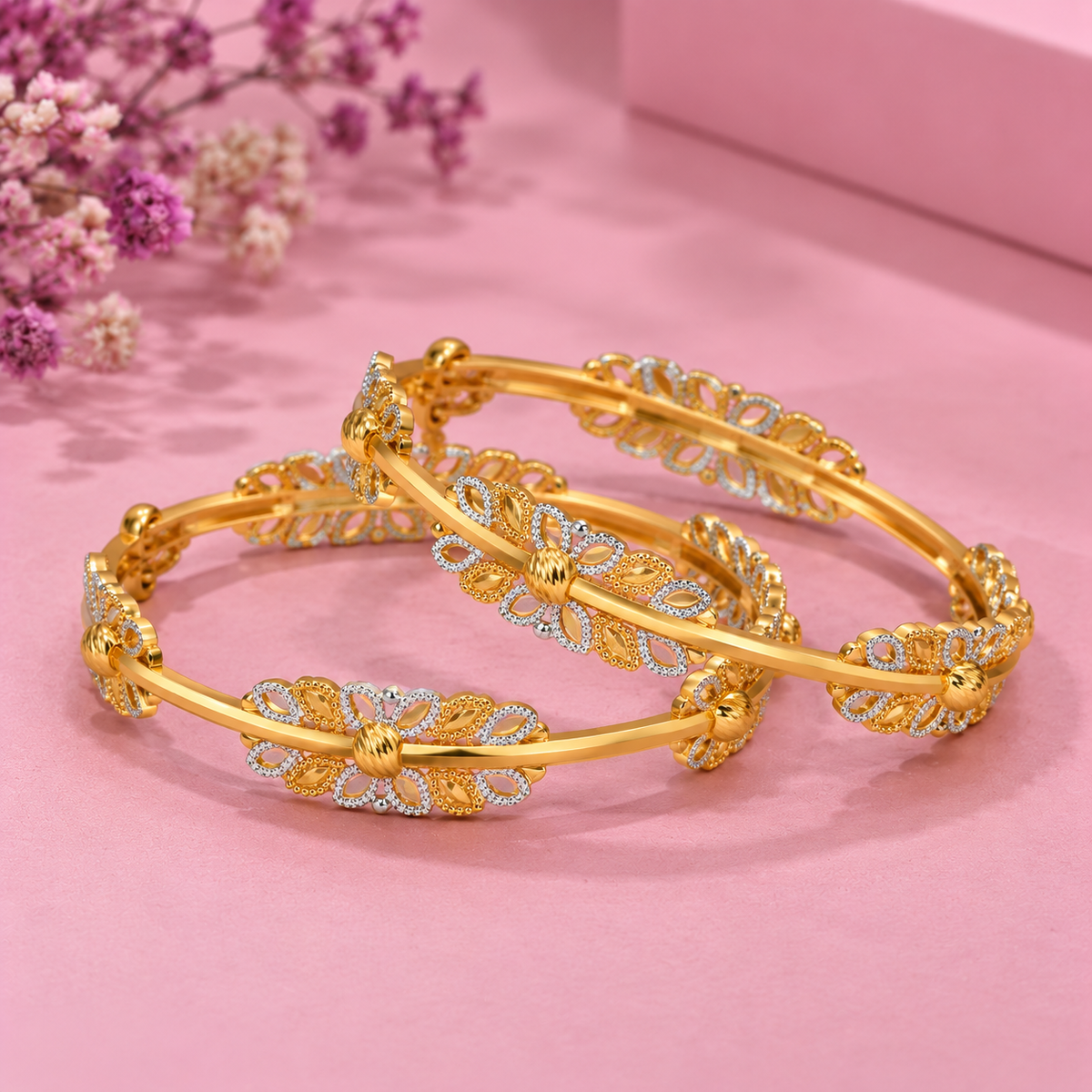 Designer Two Tone Gold Bangles for Women