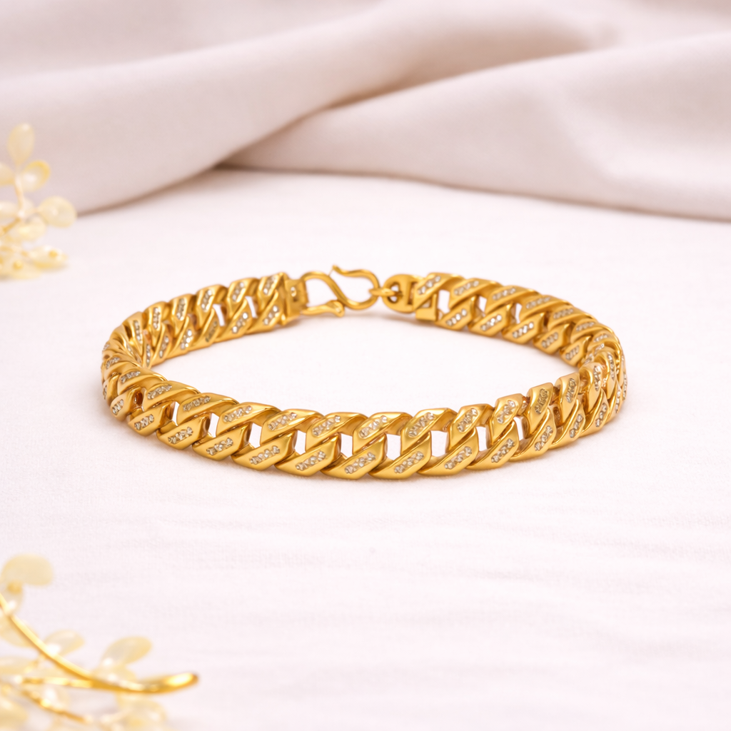 PLAIN GOLD HANDMADE GENTS BRACELET